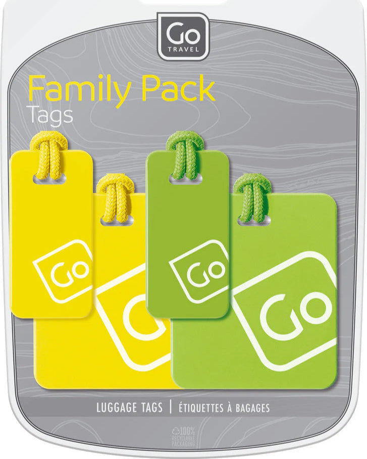 Go Tag Go Travel 155 Luggage Tags Family pack of 4 Yellow / Green
