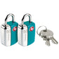 Go Travel TSA Mini padlocks with key Twin pack 339 Assorted colours