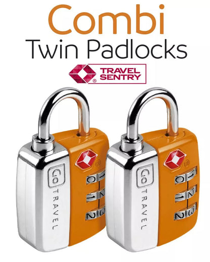 GO Travel 344 TSA Combi Padlocks Twin Pkt Orange