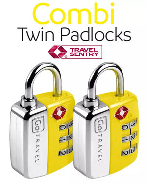 GO Travel 344 TSA Combi Padlocks Twin Pkt Yellow