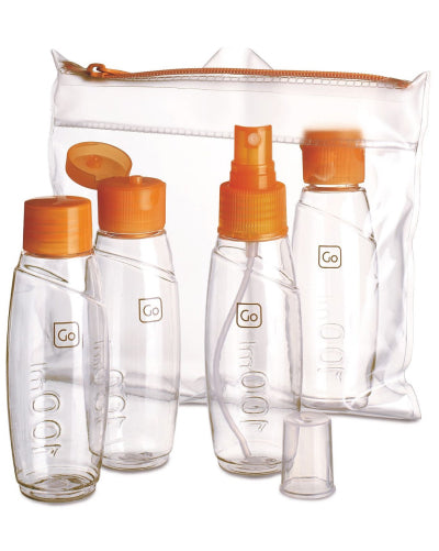 Go Travel 658 Cabin travel bottles 100ml 4 pkt Orange