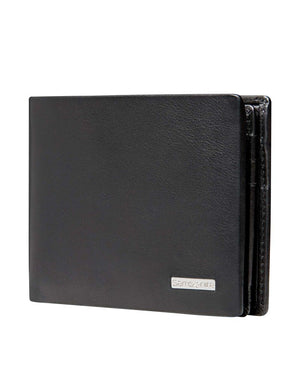 Samsonite DLX Leather wallet with coin, ID, 7CC Black
