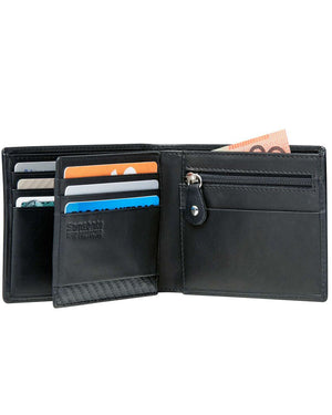 Samsonite DLX Leather wallet with coin, ID, 7CC Black