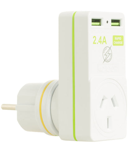 Korjo Adaptor USB 2 Port and Power plug USB2X2EU Europe