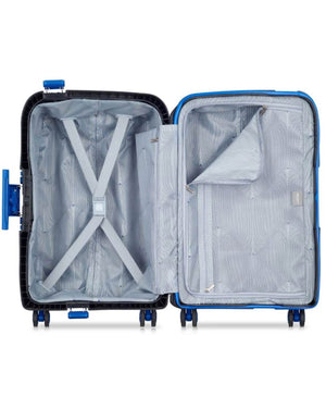 Delsey Moncey 4W Framed Hardshell 55cm Black / Blue Trim