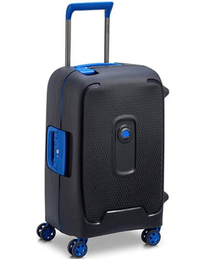 Delsey Moncey 4W Framed Hardshell 55cm Black / Blue Trim