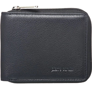 Pierre Cardin Leather wallet zip around 10344 BLACK