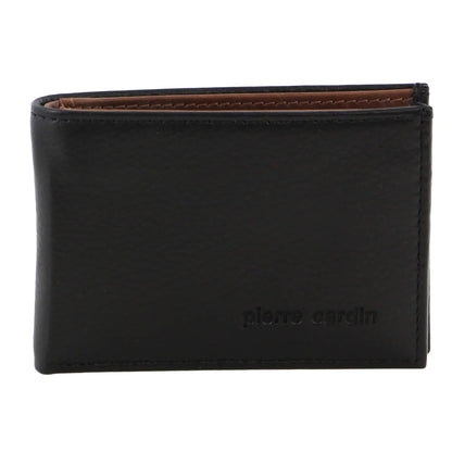Pierre Cardin Leather Mens slim Bi-fold wallet 2629 Black / Cognac