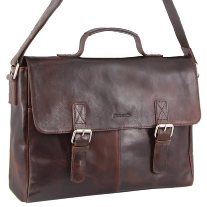 Pierre Cardin Leather Messenger briefcase 2801 Chocolate