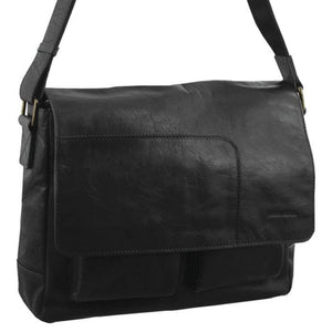 Pierre Cardin Leather messenger bag 2805 Black