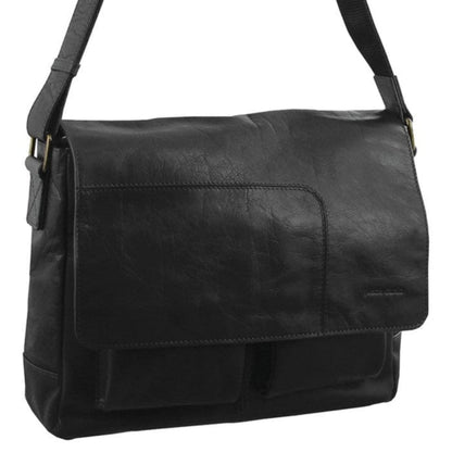 Pierre Cardin Leather messenger bag 2805 Black