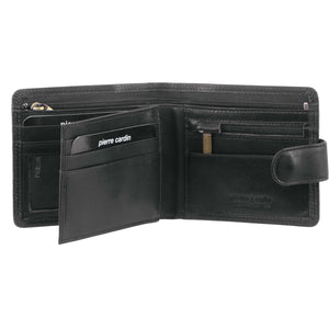 Pierre Cardin Leather wallet with inside zip 2813 Black