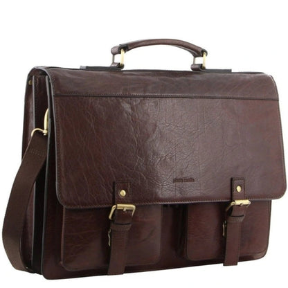 Pierre Cardin Leather Business Briefcase 3523 Brown