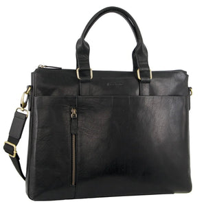 Pierre Cardin Leather slim briefcase 3621 Black