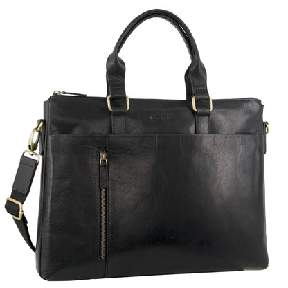 Pierre Cardin Leather slim briefcase 3621 Black