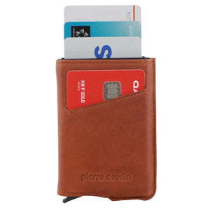 Pierre Cardin Leather Smart Slide credit card holder 3643 Cognac