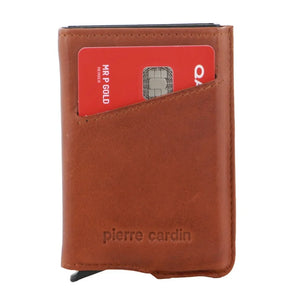 Pierre Cardin Leather Smart Slide credit card holder 3643 Cognac