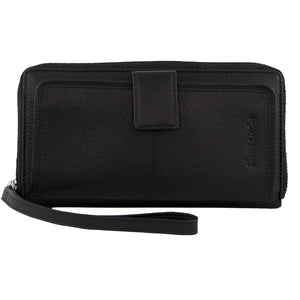 Pierre Cardin ladies leather zip around wallet / wristlet 3745 Black