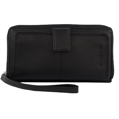 Pierre Cardin ladies leather zip around wallet / wristlet 3745 Black