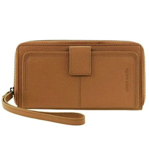 Pierre Cardin ladies leather zip around wallet / wristlet 3745 Tan