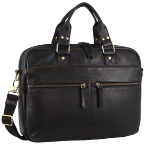 Pierre Cardin Leather Laptop Briefcase 3763 Black