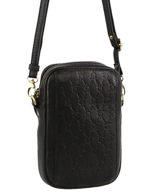 Pierre Cardin Leather Textured Design Phone Bag 3791 Black