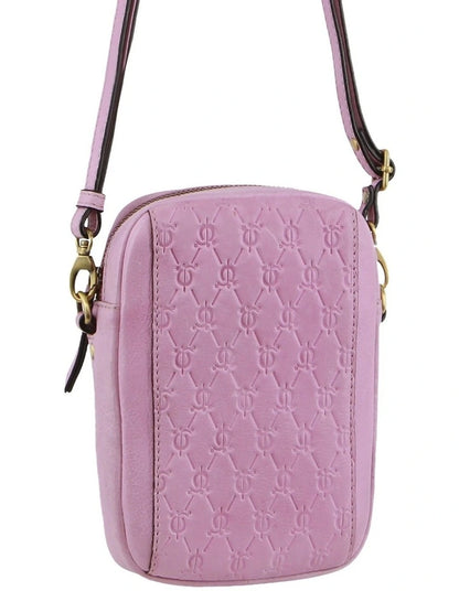 Pierre Cardin Leather Textured Design Phone Bag 3791 Pink