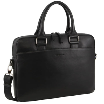 Pierre Cardin Leather Slim Laptop Briefcase 3817 Black