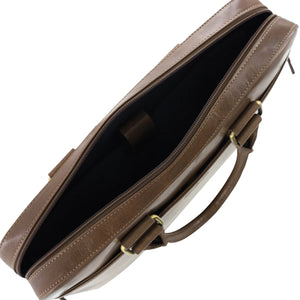 Pierre Cardin Leather Slim Laptop Briefcase 3817 Oak