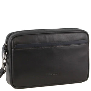 Pierre Cardin Leather wrist bag Black / Navy trim