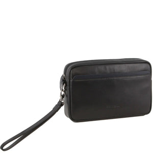 Pierre Cardin Leather wrist bag Black / Navy trim