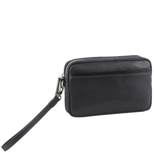 Pierre Cardin Leather wrist bag Navy / Black trim