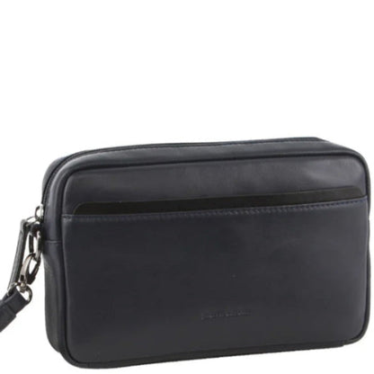 Pierre Cardin Leather wrist bag Navy / Black trim