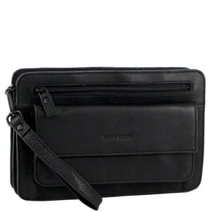 Pierre Cardin Leather Wrist bag organiser Black