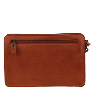 Pierre Cardin Leather Wrist bag organiser Cognac