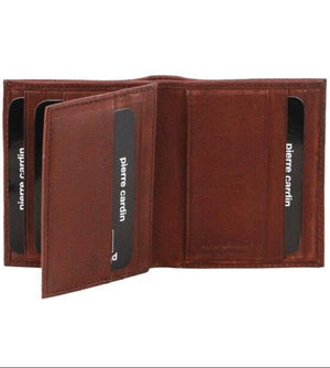 Pierre Cardin Leather Mens small Bi-fold wallet 3902 Brown