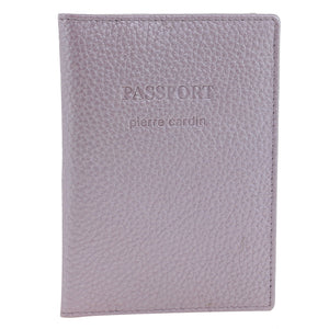 Pierre Cardin Passport Cover in leather Metallic Lilac