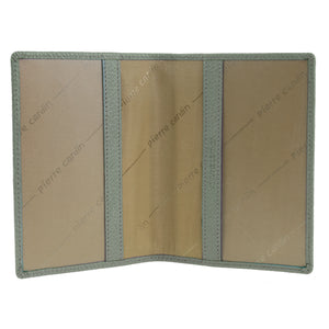 Pierre Cardin Passport Cover in leather Metallic Sage