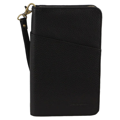 Pierre Cardin Passport Wallet in Italian Leather Black