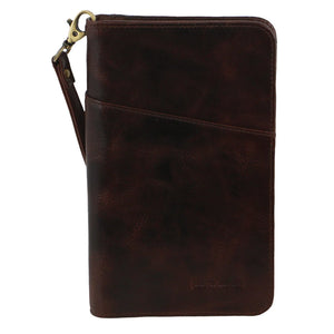 Pierre Cardin Passport Wallet in Italian Leather Chocolate