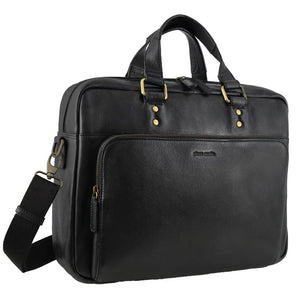 Pierre Cardin Leather Laptop Briefcase 3960 Black