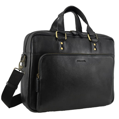 Pierre Cardin Leather Laptop Briefcase 3960 Black