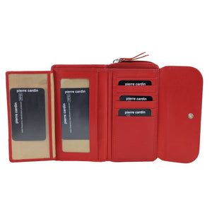 Pierre Cardin Ladies Tri-fold leather wallet 4028 Cherry