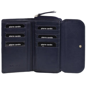 Pierre Cardin Ladies Tri-fold leather wallet 4028 Navy