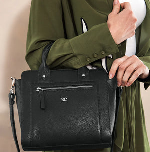 Pierre Cardin Leather Mini Tote Crossbody handbag 4042 Black