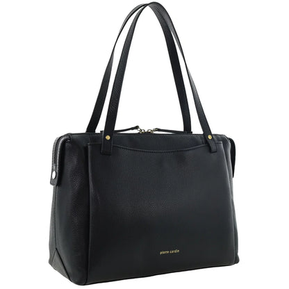 Pierre Cardin Leather Tote Handbag 4083 Black