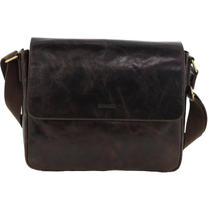 Pierre Cardin Leather Messenger briefcase 4094 Chocolate