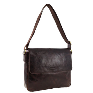 Pierre Cardin Leather Messenger briefcase 4094 Chocolate