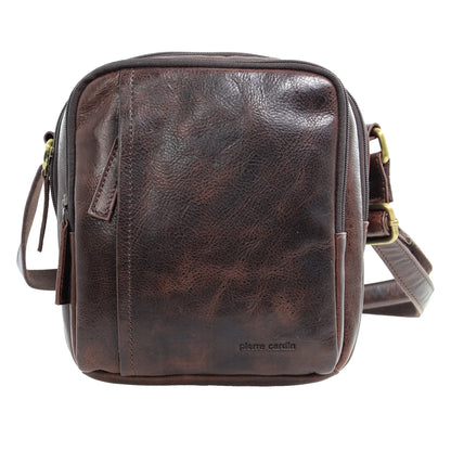 Pierre Cardin Leather shoulder bag 4095 Chocolate
