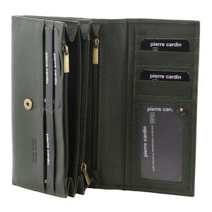 Pierre Cardin Ladies leather wallet 8785 Grape Leaf Green